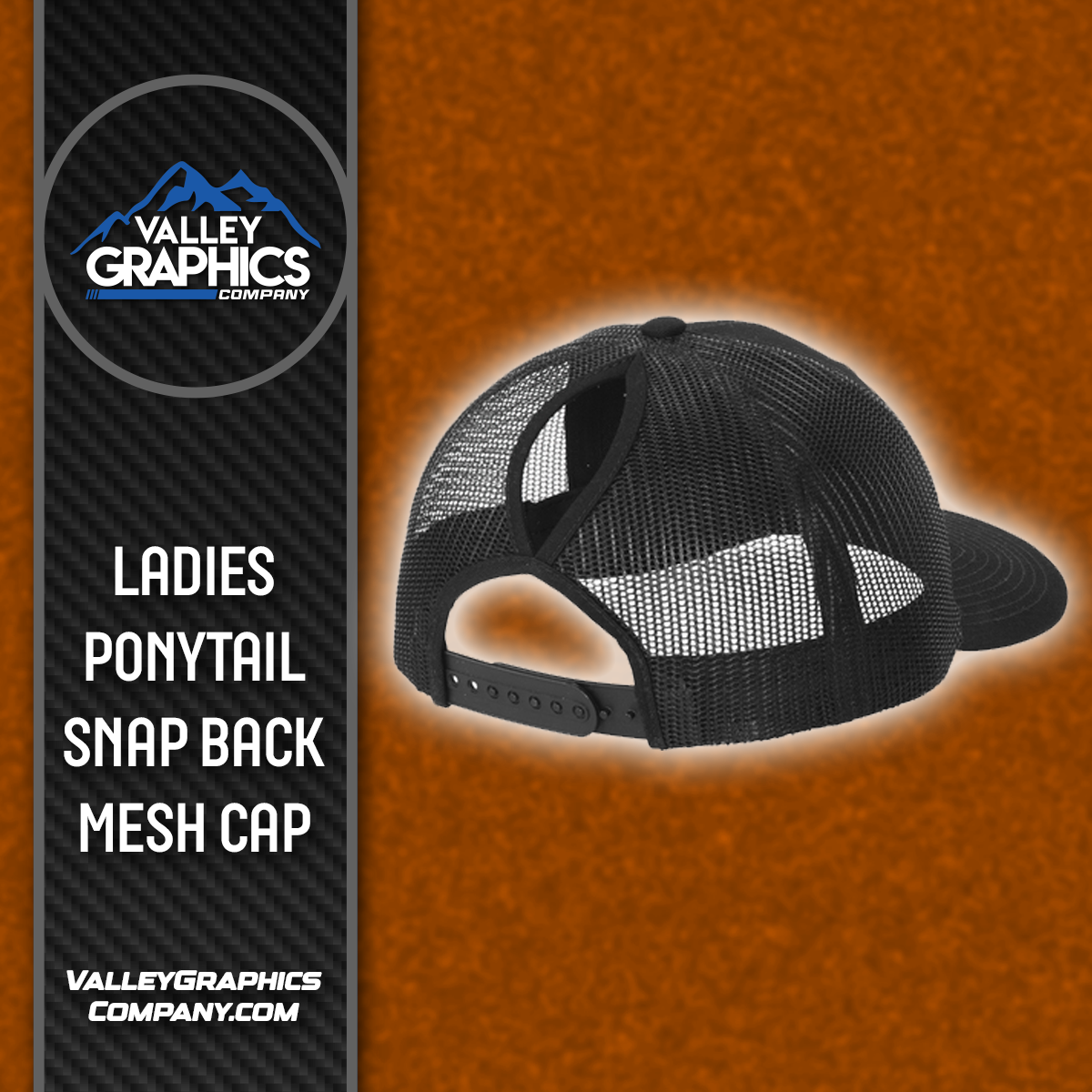 Ladies Ponytail Snapback Hat - Adjustable - Mesh Back - GL Clay Target Team 2026
