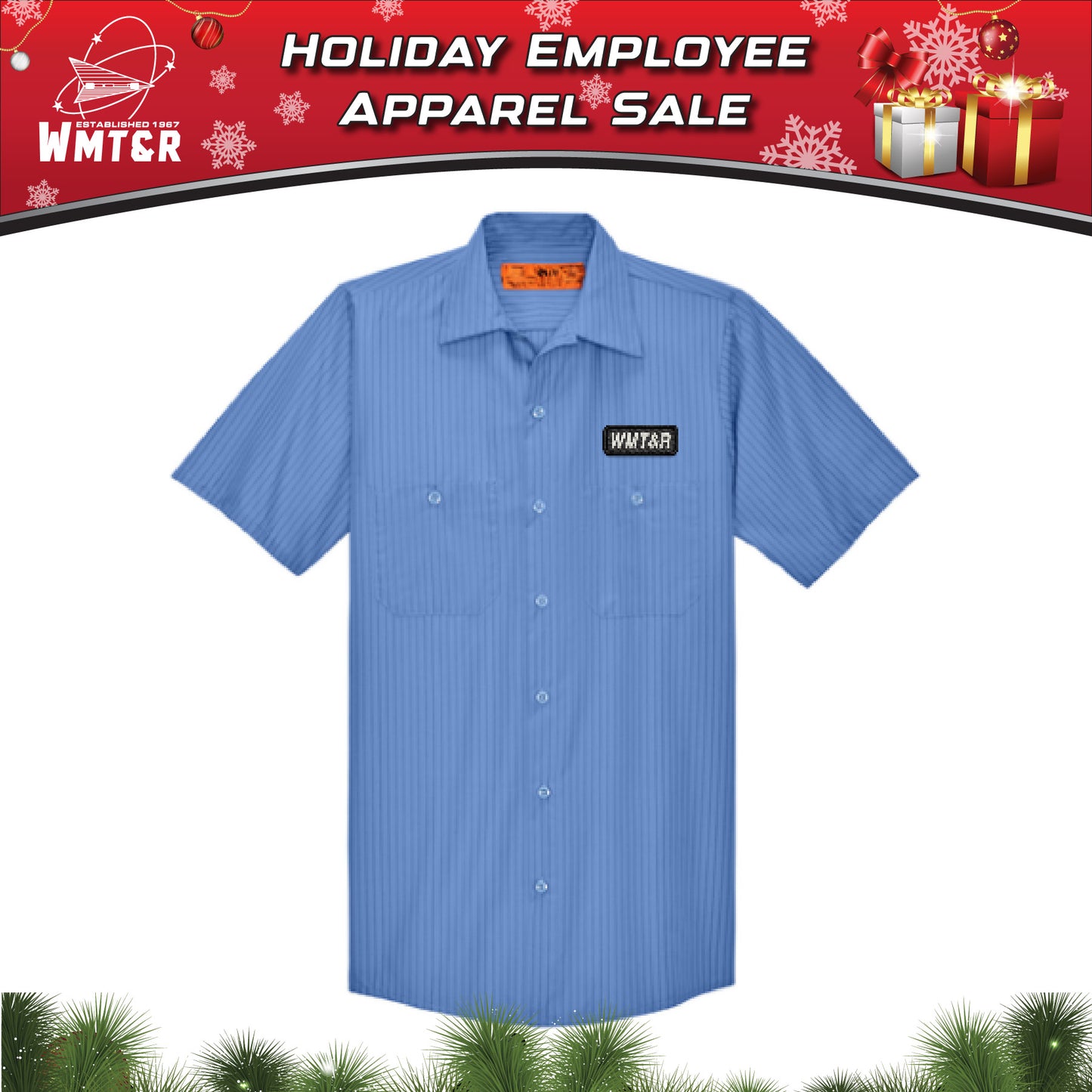 WMT&R - Red Kap® Short Sleeve Striped Industrial Work Shirt