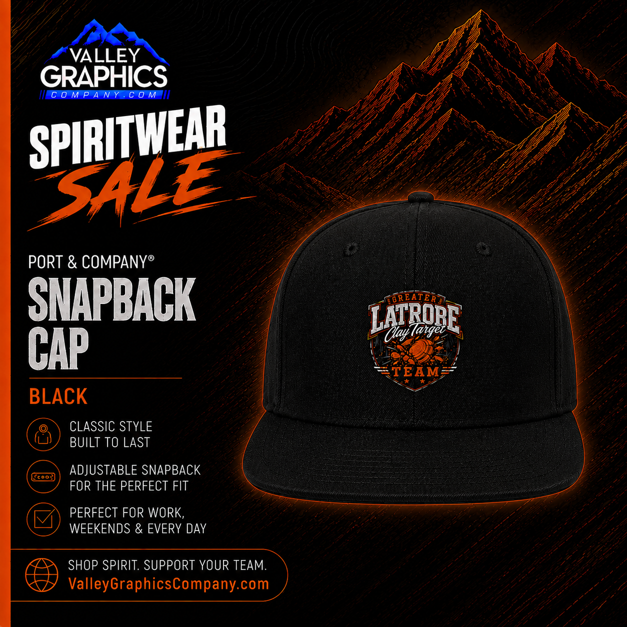 Snapback Hat - Adjustable - Mesh Back - GL Clay Target Team 2026 Summer